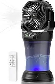 Portable Misting Fan, 30000mAh Camping Fan, Battery-Powered Rechargeable Spray Cooling Fan, Suitable for Indoor and Outdoor Use, with Light and Water Tank, 4-Speed Wind, 4-Spray Modes