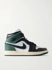 [Nike] Nike - Air Jordan 1 Mid Se Smooth And Lizard-effect Leather High Top Sneakers - Green - US5 US5 Green