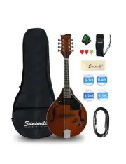 A-Style 8 String Acoustic-Electric Mandolin Instrument with Pickup Sapele Top...