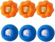 Dryer Balls Reusable Laundry Balls educes Clothing Wrinkles Anti-Tangle Washing Machine Cleaning Balls Absorbs Hair and Stains from Clothes Saves Drying Time Pack of 6