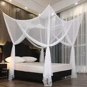 Mengersi Bed Canopy for Full Queen King Size Bed,Canopy Bed Curtains Elegant Mosquito Net,Mosquito Netting for Camping Patio Indoor Outdoor Bug Net,White