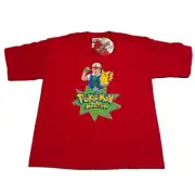 NWT Vtg 1999 Pokémon Ash Pikachu Graphic T-Shirt “Pokemon Master” Youth Small