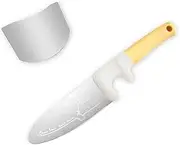 Real Cutting Stainless Steel Kids Knife Set with Finger Guard - Blunt Tip Professional Knife + Protective Ring, for Actual Kitchen Use & Skill Development ﻿