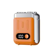 Mini Electric Shaver With Digital Screen USB Rechargeable Travel Trimmer Electric Beard Shaver Orange