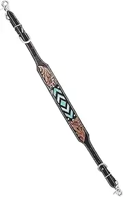 CHALLENGER Western Floral Antique Tooled Leather Beaded Wither Breast Collar Strap 105FK06