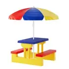 Kid Table Chair Set Picnic Bench Umbrella Children Outdoor Indoor Keezi