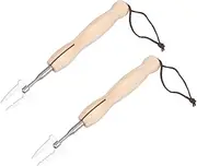 VERDANVERSE 2Pcs Barbecue Forks with Gourd Shaped Wooden Handle Retractable Design for Outdoor Camping Smooth Edges for Safe Use for Skewering Fish Balls and Vegetables