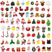 Geosar 80 Pcs Mini Resin Christmas Ornaments Small Xmas Tree Hanging Decorati...