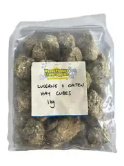 Lucerne & Oaten Hay Cubes 1kg For Rabbits, Guinea Pigs, Rats, Horses