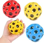 Pack of 3 Moon Balls, 66 mm Astro Jump Ball, High Jumps, Rubber Ball, Space Ball, Moonball, Makes a Banging Noise, Bounce Ball Bouncing Ball for Children, High Bounce Hole Ball, Moon Ball, Lava Ball