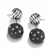 DAVID YURMAN Midnight Melange Starlight Ball Drop Earrings Silver Diamond