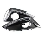 1Pair Daytime Running Light with Fog Lamp Hole Corner Light Signal Lamp Assembly for IX35 2010-2013 silverblack