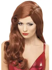 Silver Screen Sensation Womens Long Wavy Auburn Costume Wig