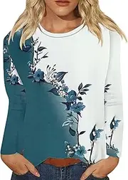 [Generic] Body Fit Tops Women for Women Casual Crew Neck Tops Fall Fashion 2024 Basic Tee Tunic Pullover Ladies Mock Neck Tees