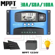 30-100A MPPT Solar Panel Regulator Charge Controller 12V/24V Auto Focus Tracking