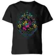 Harry Potter Hogwarts Neon Crest Kids' T-Shirt - Black