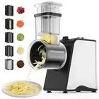 Electric Cheese Grater, 250W Automatic Slicer Shredder Salad Shooter with 5 B...