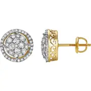 LuvMyJewelry Zeledine 10K Yellow Gold Cluster Diamond Unisex Earrings - 0.63 Cts at Nordstrom One Size