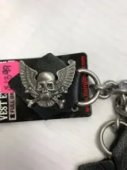 Genuine Hair Glove Vest Extenders- Crossbones w/Wings 7.7" 08617