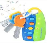 Toy Keys Set, Musical Smart Remote Key Toy Fake Car Toy Keys with Sound and Lights,Baby Colorful Remote Pretend Toy (Blue)