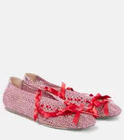 [Simone Rocha] Simone Rocha Bow-detail crochet ballet flats AU 5 pink