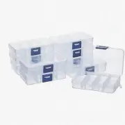 ClearGrid 10-Pack: Compact Jewelry & Bead Organizer - 8-Grid Plastic Storage Box