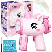 Unicorn Bubble Gun, Automatic Bubble Machine for Children, Unicorn Bubble Machine with Bubble Solution, Unicorn Bubble Machine for Children