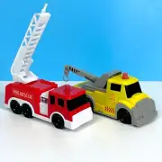 Fire Engine & Tow Truck Lights Up w/Sound 6" Plastic Toy Vehicles SEE VIDEO