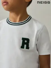 Reiss White Palmers 9-13 yrs Cotton Letter-Patch T-Shirt (AP0349) | $40