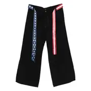 [Madfrenzy] Madfrenzy Belted Contrasting Wide-leg Trousers XL BLACK