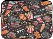 Classic Movie Night Popcorn Black Laptop Bag Case, Slim 15.6 Laptop Bag for Women for Women Men