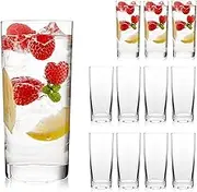 OUWO Highball Glasses Set of 12, 16oz Tall Drinking Glasses, Water Glass for Kitchen, Tom Collins Glasses, Mojito Glass Cups, Cocktail Glasses for Bar Glassware