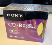 Sony CD-R Music 15 Pack 80 min Discs w/ Cases - Color Collection - New Sealed