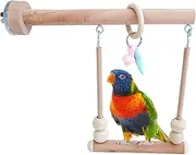 LeoLeozz Parrot Swing,Natural Bird Swing Chewing Toys - Bird Parrot Trapeze Swing Toy for Lovebird, Cockatiel, Budgie, Conure Parrotlet, Parakeets