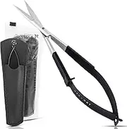 Spring Action Straight Blade 4.5 Inch EZ Snip Squeeze Scissors with Pouch Sleeve for Applique, Embroidery, Fabric, Thread, Knitting, Sewing, Arts & Craft (Straight Blade)