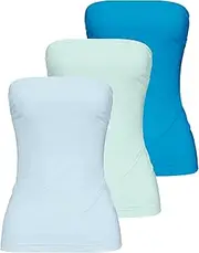 IPOVE Tube Tops for Women Summer Strapless Going Out Tops Cotton Bandeau Camisole Layering Shirt Long Length 3 Packs