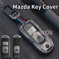在飛比找蝦皮購物優惠-MAZDA 2/3 按鈕金屬汽車鑰匙套帶鑰匙扣適用於馬自達 