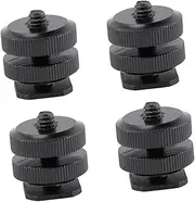 Angoily 4Pcs Aluminum Alloy Hot Shoe Mount Adapter Dual Cold Shoe Mount for Cameras Compatible with Flash and Accessories Tripod Screw Installation