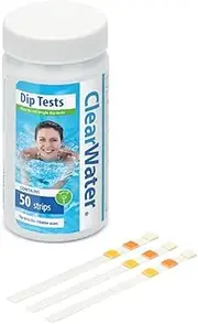 Clearwater CH0043 50 Dip Test Strips for Swimming Pool and Spa Treatment, Measures PH, Alkaline and Chlorine