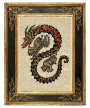 Draco The Dragon #1 Art Print on Vintage Book Page Constellation Decor Gifts