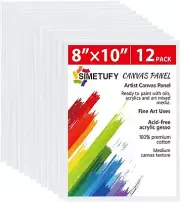Simetufy 12 Pack 8x10 Canvas Boards for Painting, Blank Canvas Panels Art - 100%