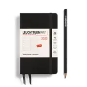 Weekly Planner & Notebook 2025, Hardcover (Black) - A6