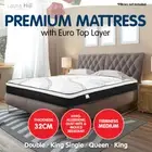 New Queen King Single Double Mattress Bed Size Euro Top 5 Zone Spring Foam 32cm