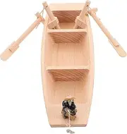 jojofuny 1 Set Wooden Boat Model Unfinished Boat Ornament with Old Man Figurine for Home Office Durable Wood Craft for DIY Painting Personalization