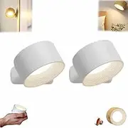 Lights of Sweden Wall Lights, 360°rotate LED Wall Lights, 3 Color Dimmable Magnetic Sconces Lamp for Bedroom Bedside Reading Decor, Touchable and Remote Control, Living Room Gadgets(White,Remote contr