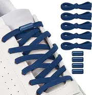 [uxcell] No Tie Shoelaces Tieless Elastic Shoe Laces, 39" with 4 Metal Locks Buckles Fit for Adults Sneakers Canvas Shoes (5Pcs, Dark Blue)