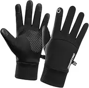 [FOMIYES] Warm Winter Gloves for Riding and Wear Resistant Sports Mittens for Men and Women Touch Screen Compatible Durable Sports Gloves Black