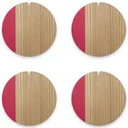 Lignis Nelumbo Coaster Large Set Of 4, Colors Red