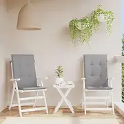 Garden Highback Chair Cushions 2 pcs Grey 120x50x3 cm Fabric Decorative Cushion