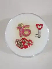 Origami Owl Floating Charms Lot of 3 Heart, 16 And Key